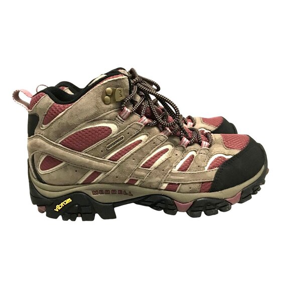 Merrell Womens Boulder Blush Hiking Boots Size 8 US/38.5 EU Vibram Soles Suede & - Picture 1 of 11
